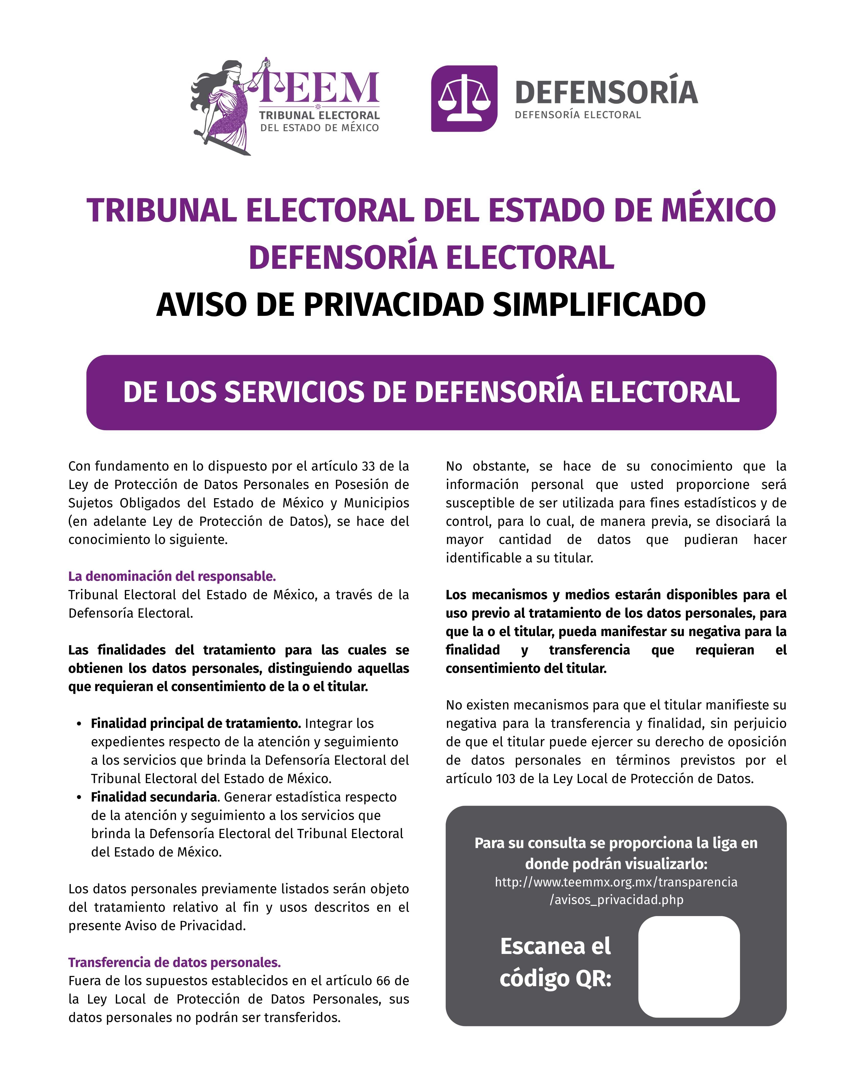 Aviso de Privacidad Simplificado