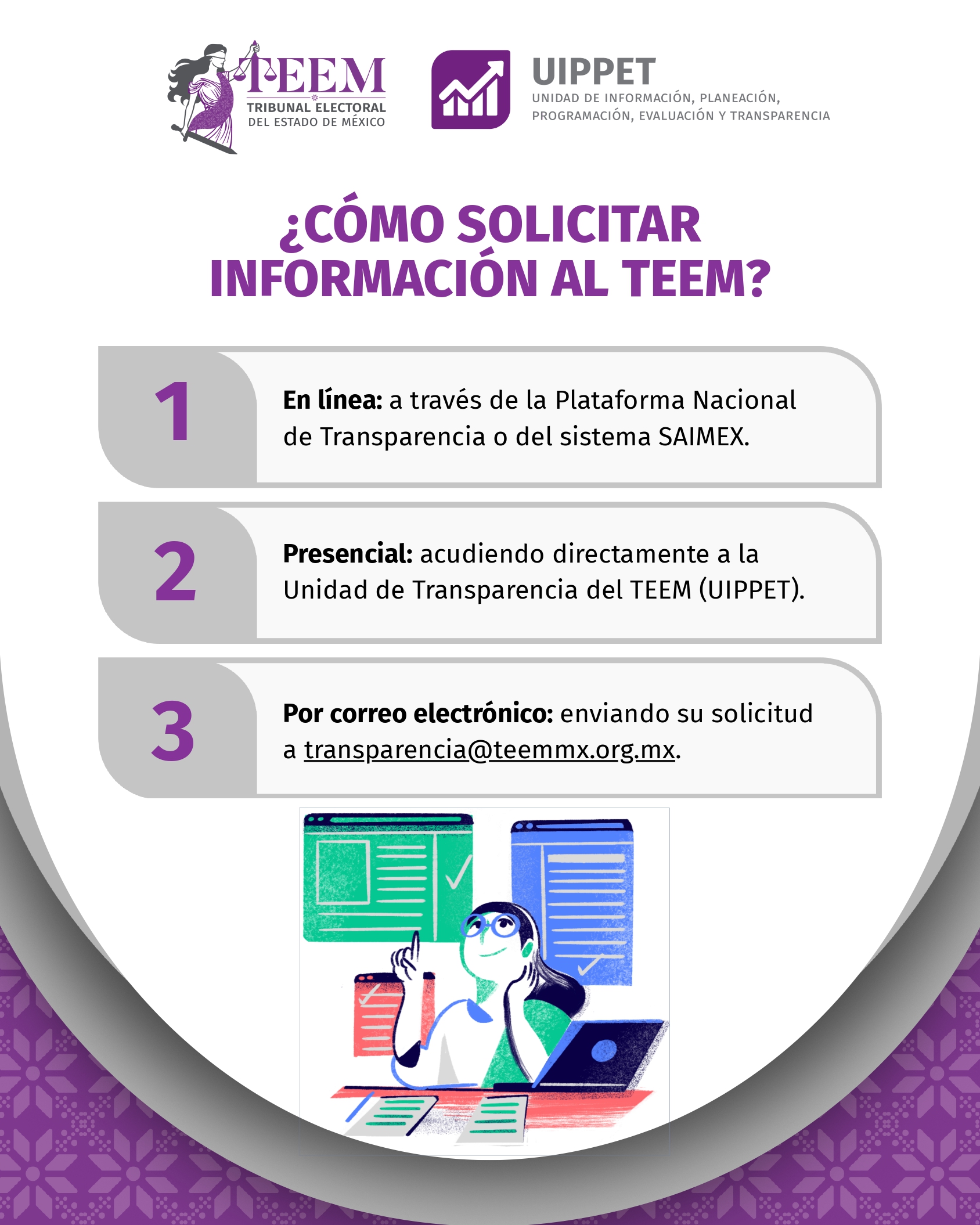 Infografía sobre cómo solicitar información al TEEM